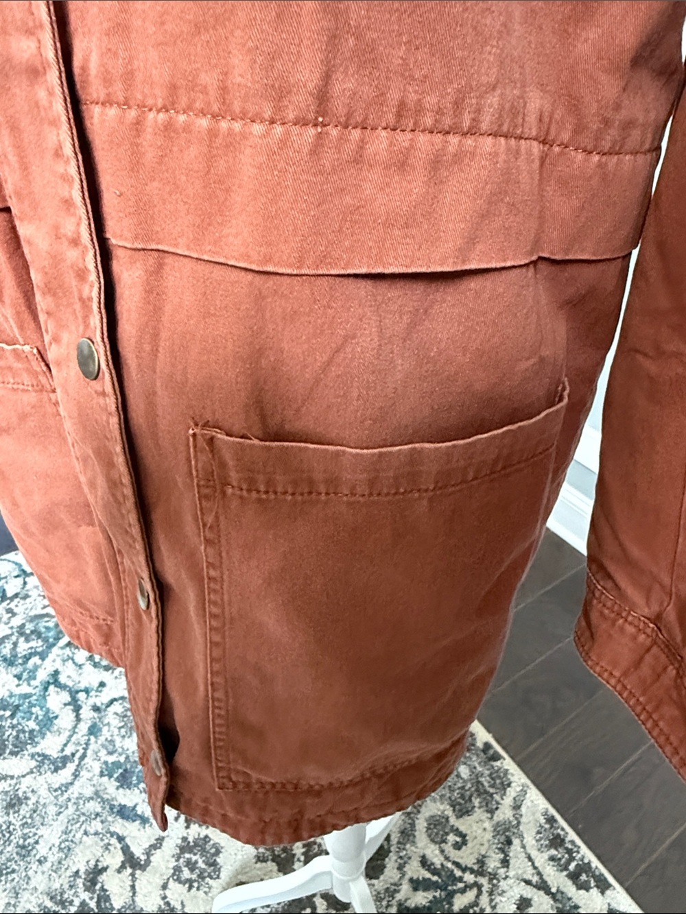 Forever 21 Rust Orange Hooded Utility Anorak Jacket Medium - Picture 5 of 13